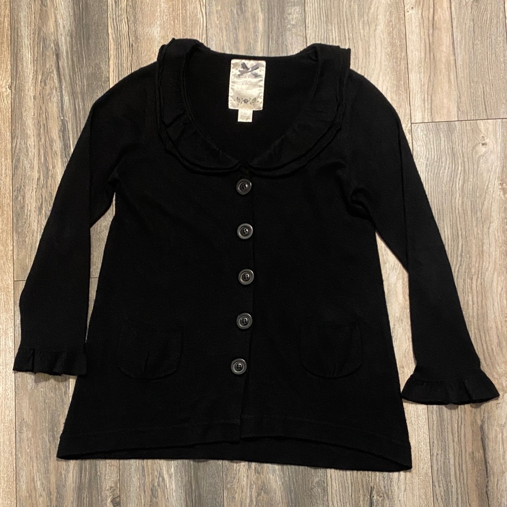 Nick & Mo Black Cardigan with Ruffle Detail